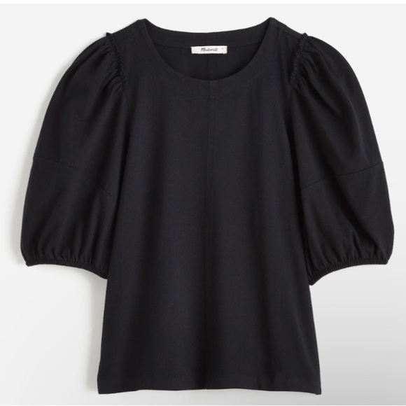 NEW! Madewell Chic Black Puff Short Sleeve Top Size 0 - Picture 2 of 3